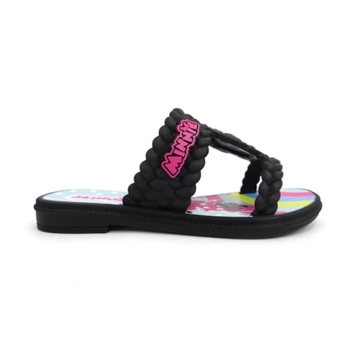 Detalhe - Chinelo Grendene Minnie Mini Geladeira Menina 22491 Preto/Preto/Verde