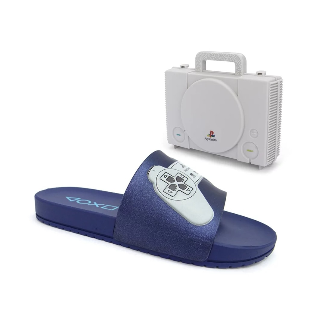 Chinelo Grendene Playstation Play One Slide Menino 22503 Azul/Azul/Cinza Chinelo Grendene Playstation Play One Slide Menino 22503 Azul/Azul/Cinza