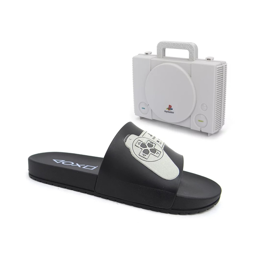 Chinelo Grendene Playstation Play One Slide Menino 22503 Preto/Preto/Cinza Chinelo Grendene Playstation Play One Slide Menino 22503 Preto/Preto/Cinza
