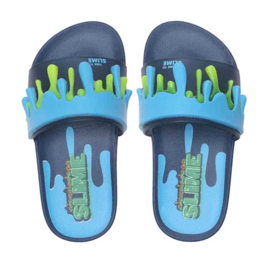 Chinelo Grendene Slime Nickelodeon Slide 22153 Azul/Amarelo