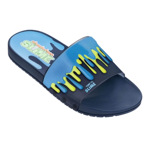 Chinelo Grendene Slime Nickelodeon Slide 22153 Azul/Amarelo