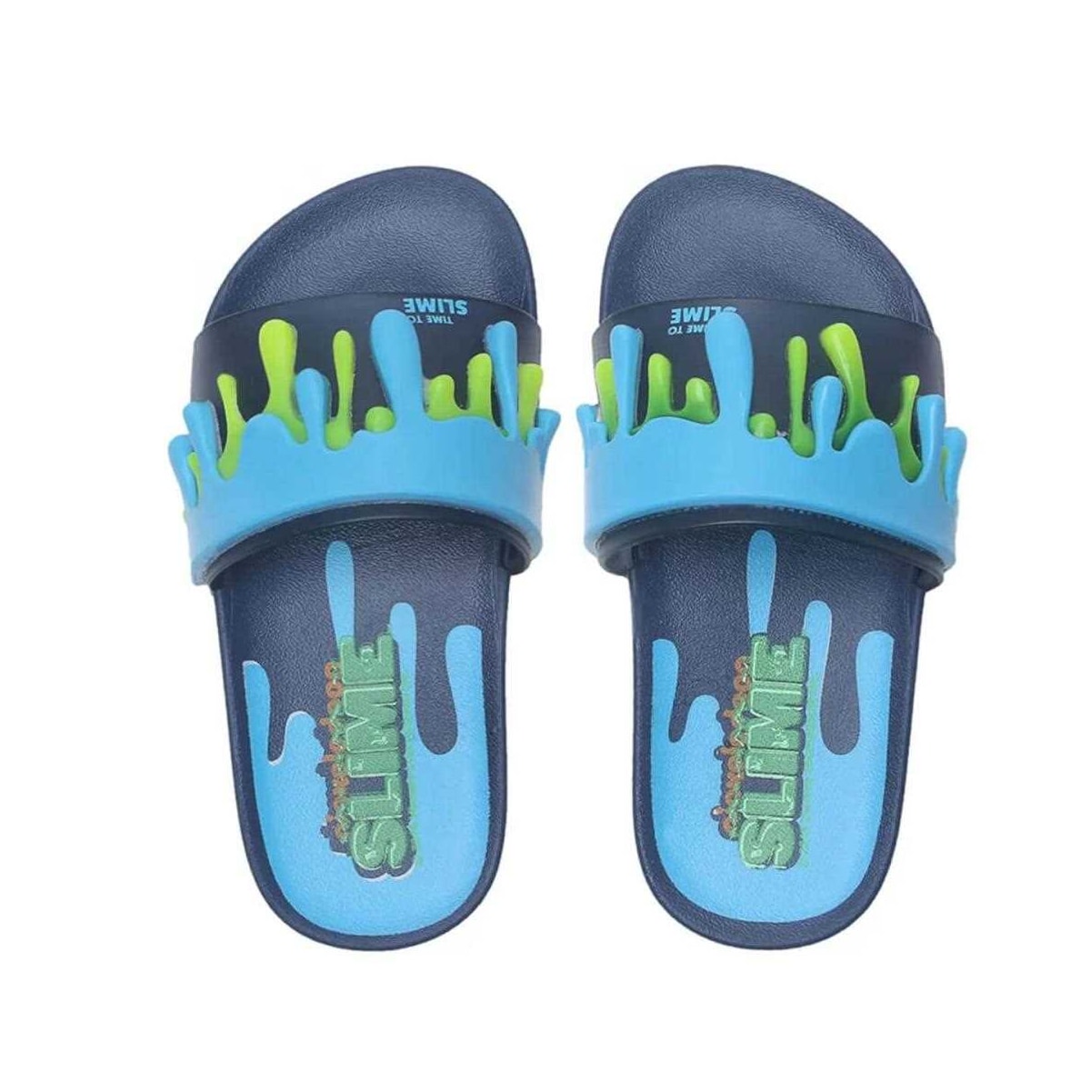 Chinelo Grendene Slime Nickelodeon Slide 22153 Azul/Amarelo Chinelo Grendene Slime Nickelodeon Slide 22153 Azul/Amarelo