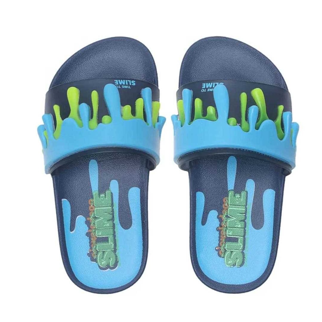 Chinelo Grendene Slime Nickelodeon Slide 22153 Azul/Amarelo