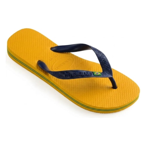 Detalhe - Chinelo Havaianas Brasil Amarelo Pop/Marinho