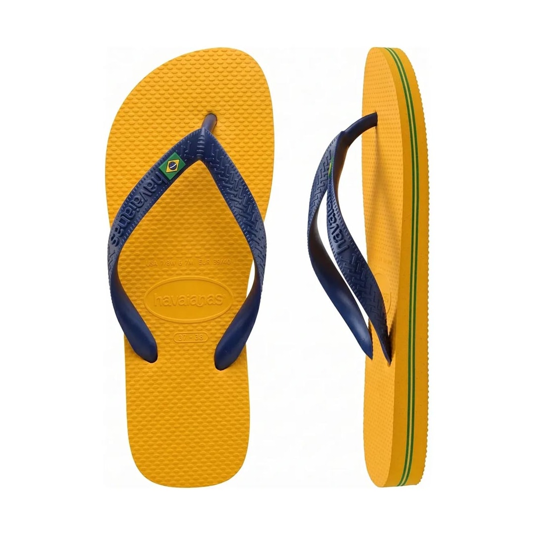 Chinelo Havaianas Brasil Amarelo Pop/Marinho