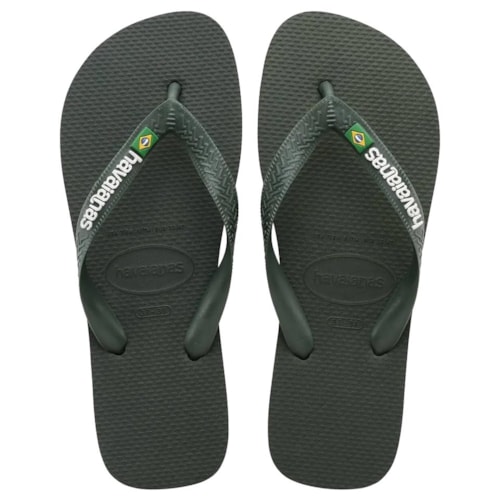 Chinelo Havaianas Brasil Logo Fc Verde Oliva