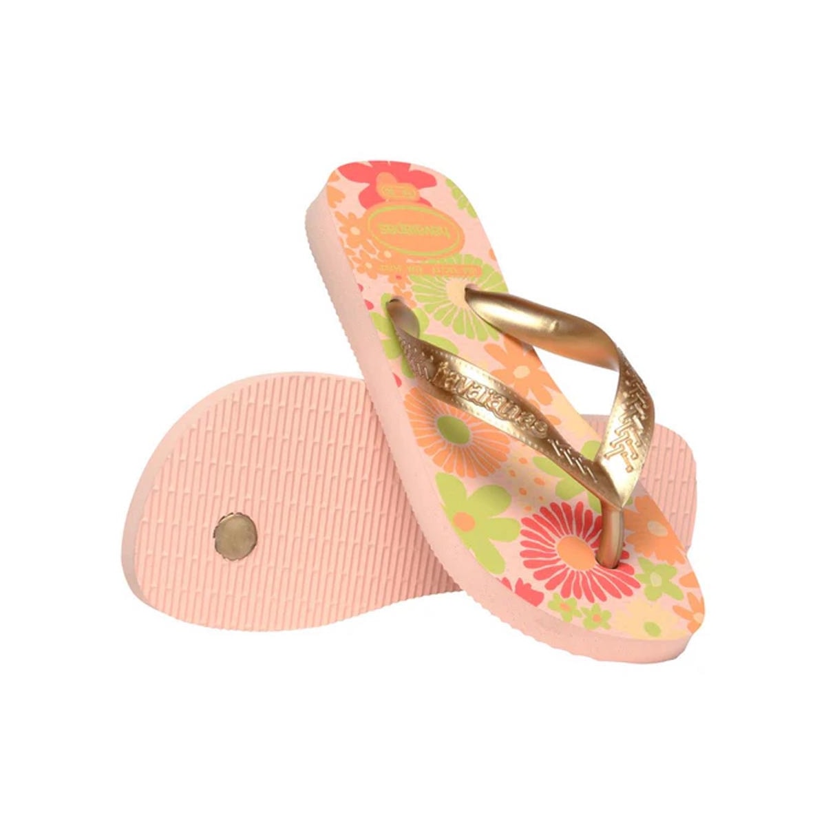 Chinelo Havaianas De Dedo Kids Flores Rosa Ballet