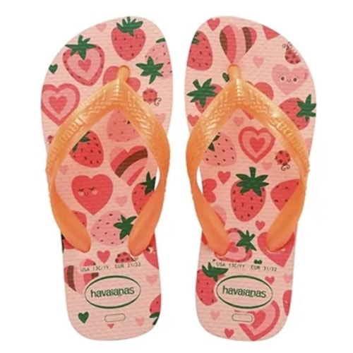 Chinelo Havaianas De Dedo Kids Flores Rosa Confete