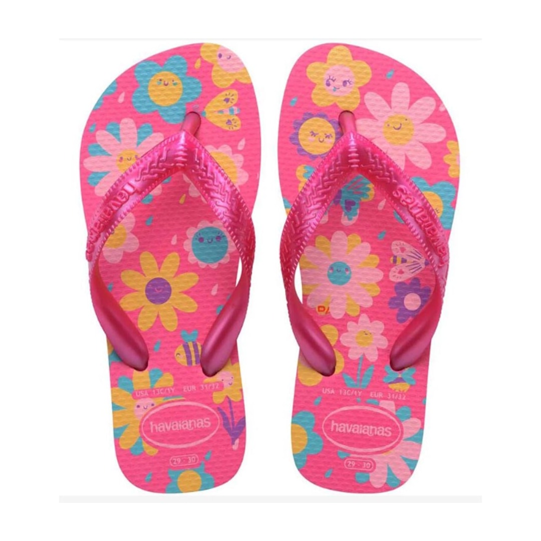 Chinelo Havaianas De Dedo Kids Flores Rosa Flux