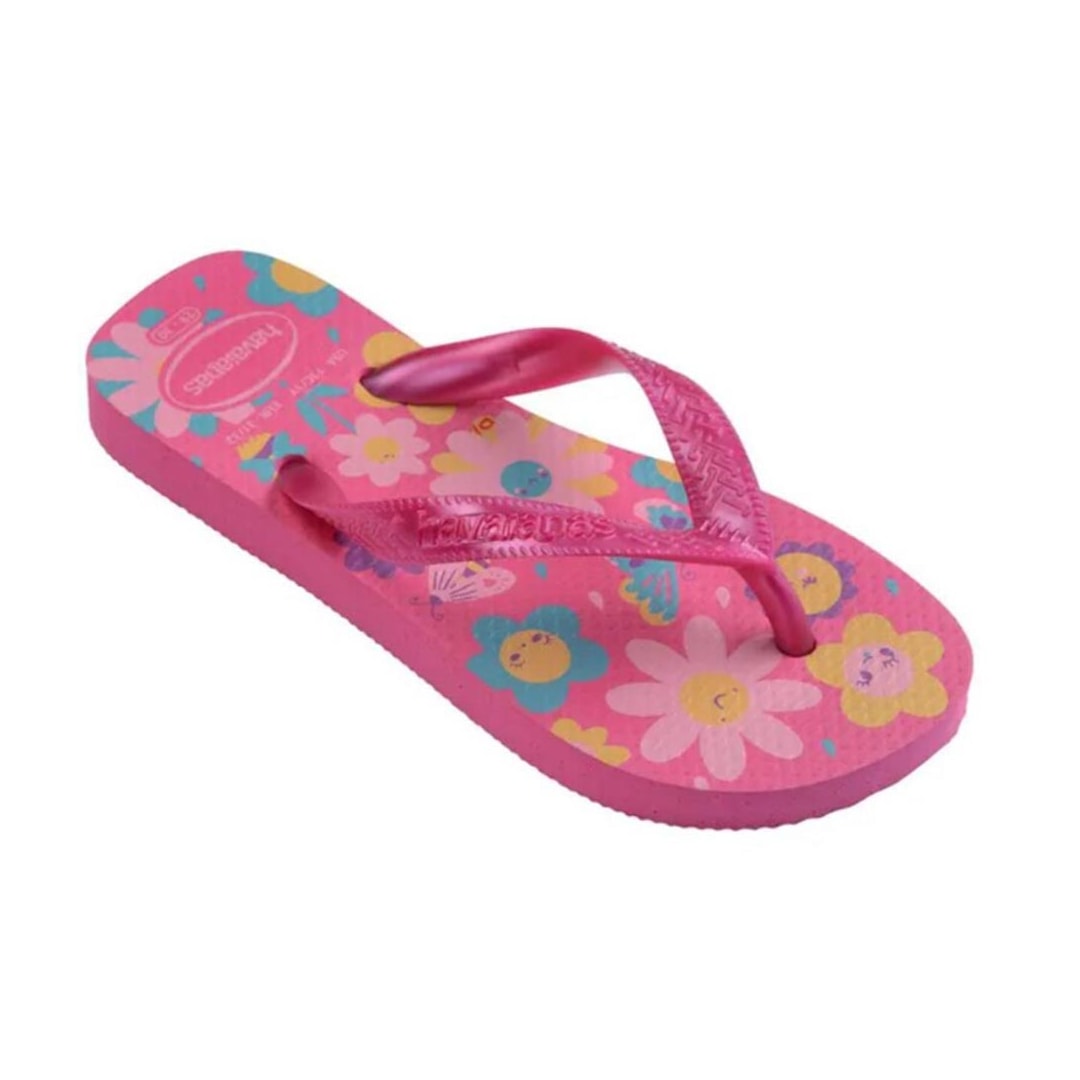 Chinelo Havaianas De Dedo Kids Flores Rosa Flux