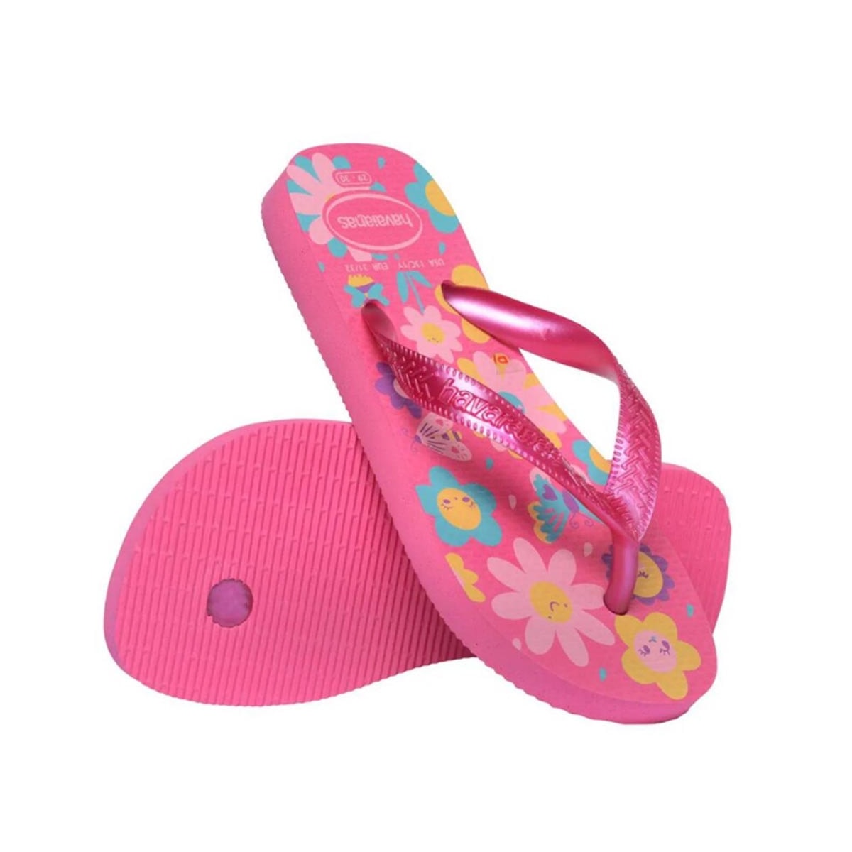 Chinelo Havaianas De Dedo Kids Flores Rosa Flux