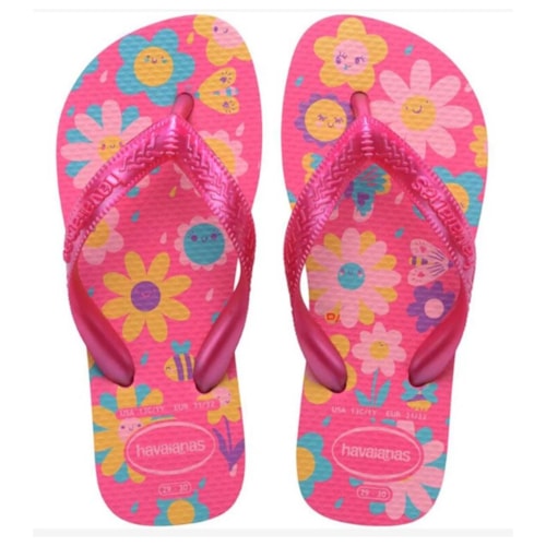 Chinelo Havaianas De Dedo Kids Flores Rosa Flux