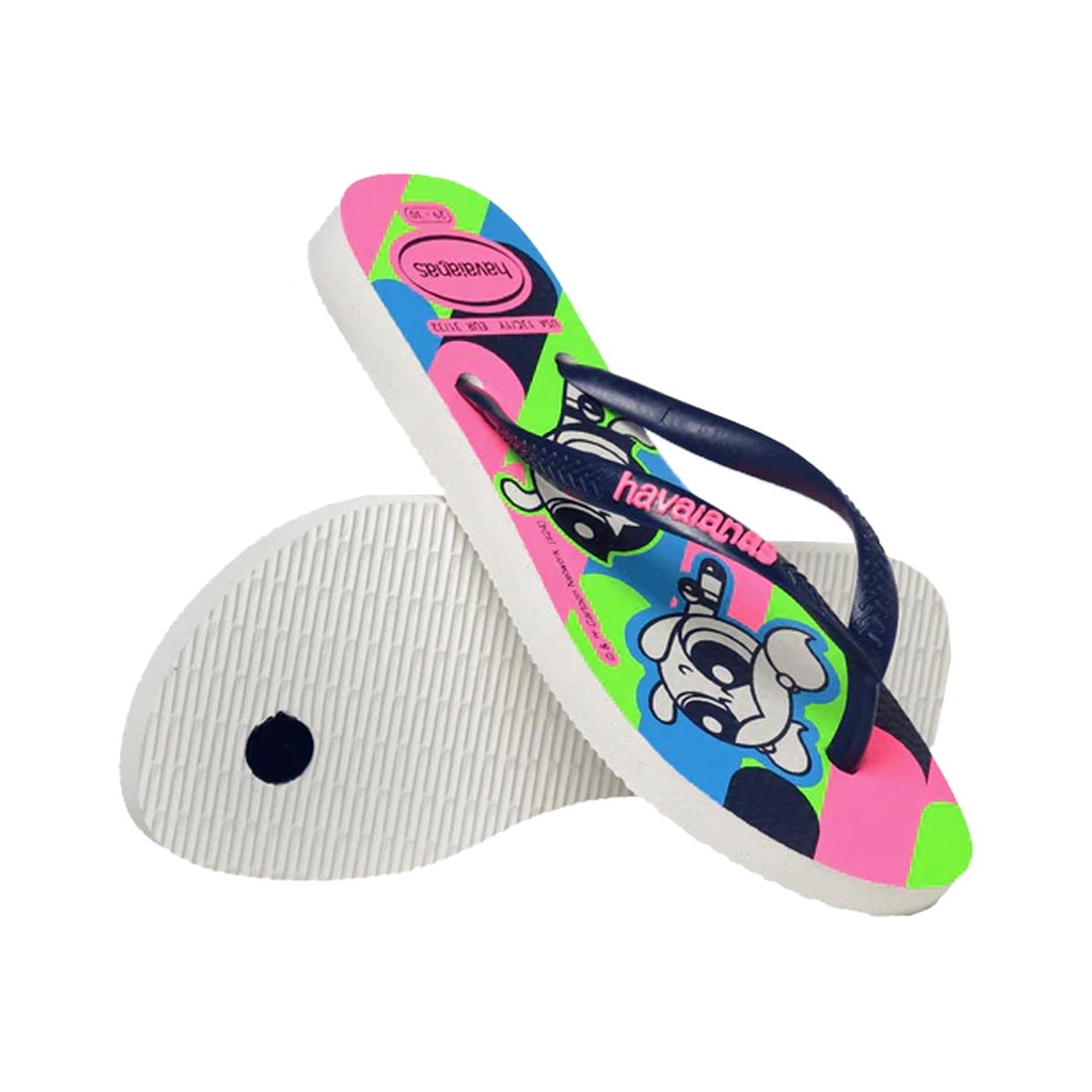 Chinelo Havaianas De Dedo Kids Slim Powerpuff Branco