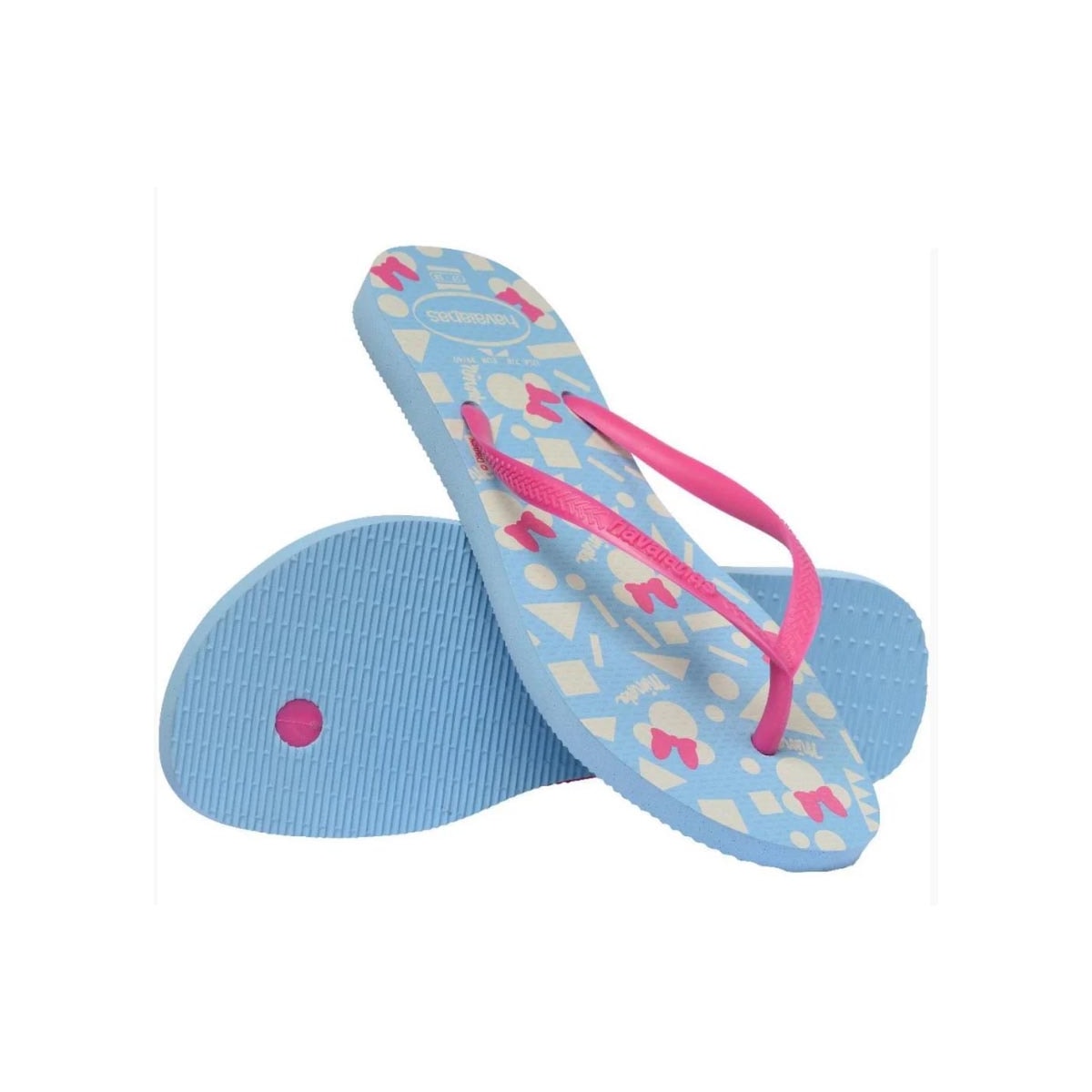 Chinelo Havaianas De Dedo Slim Disney Azul/Rosa