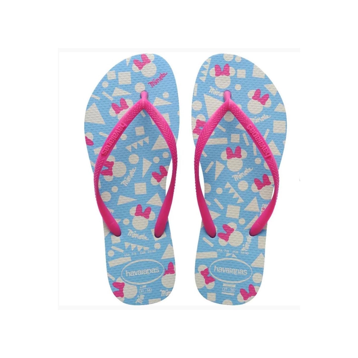 Chinelo Havaianas De Dedo Slim Disney Azul/Rosa