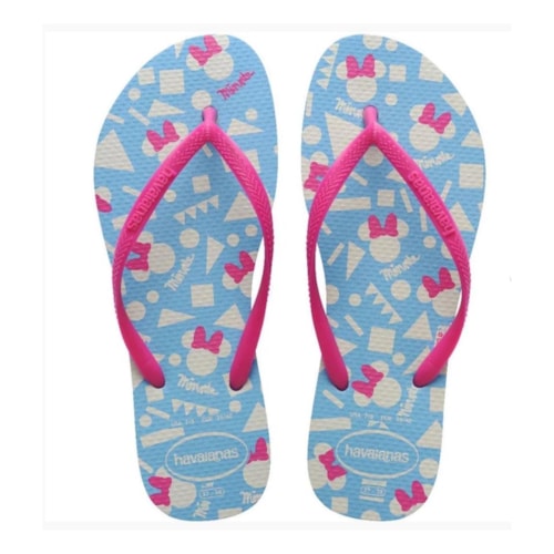 Chinelo Havaianas De Dedo Slim Disney Azul/Rosa