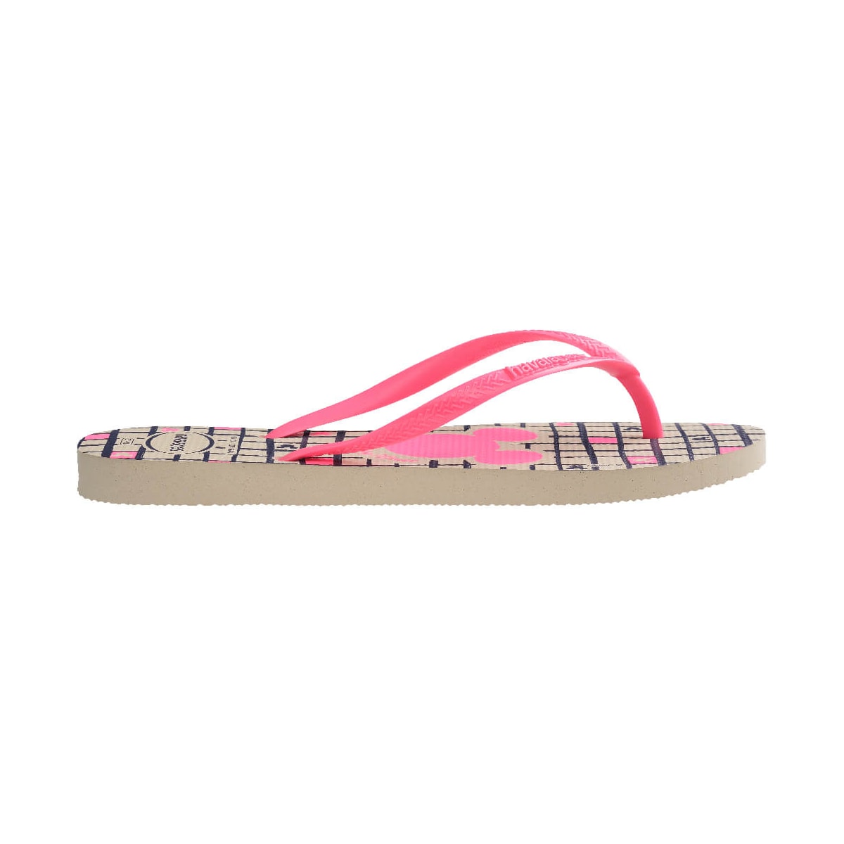 Chinelo Havaianas De Dedo Slim Disney Bege Palha