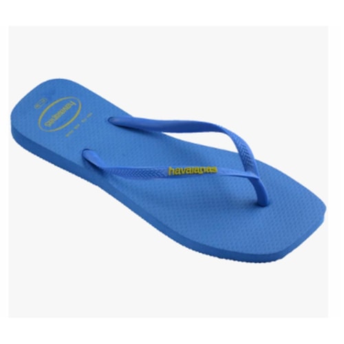 Detalhe - Chinelo Havaianas De Dedo Slim Logo Popup Azul Brilhante