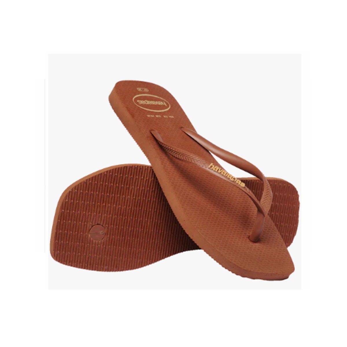 Chinelo Havaianas De Dedo Slim Logo Popup Ferrugem