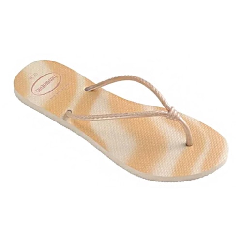 Detalhe - Chinelo Havaianas De Dedo Tube Gloss Bege Palha