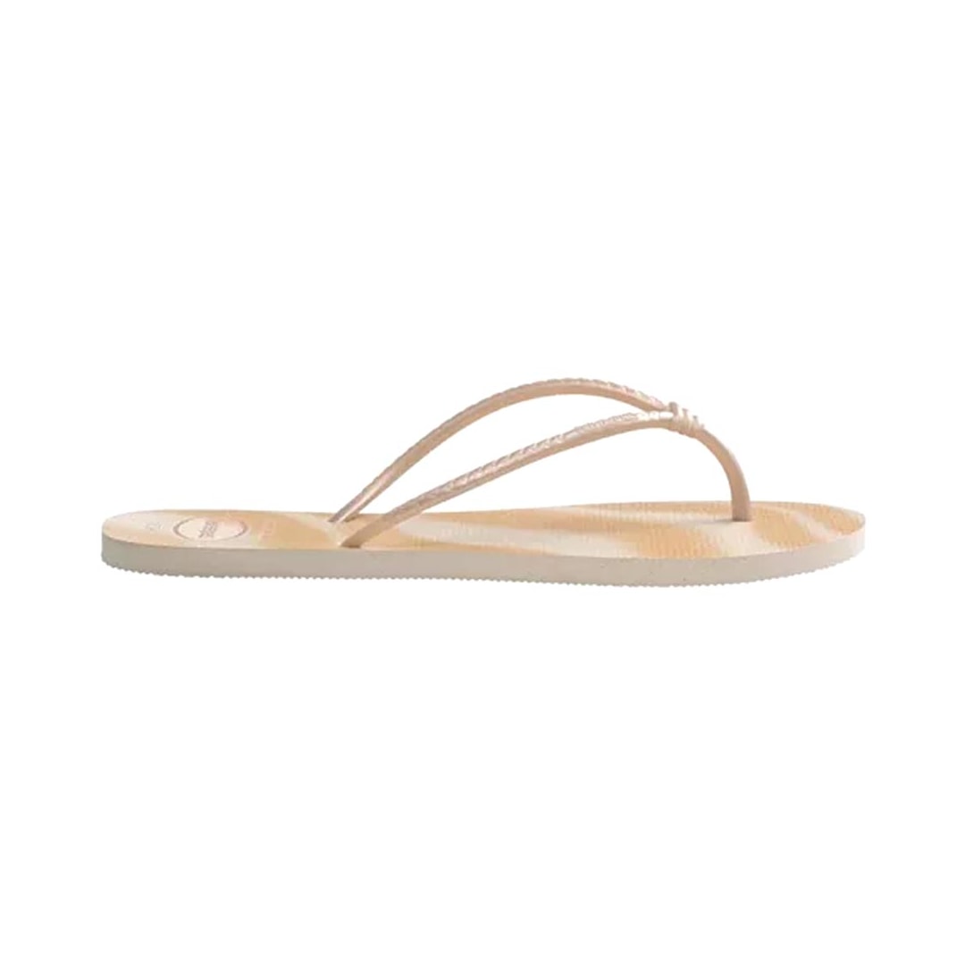 Chinelo Havaianas De Dedo Tube Gloss Bege Palha