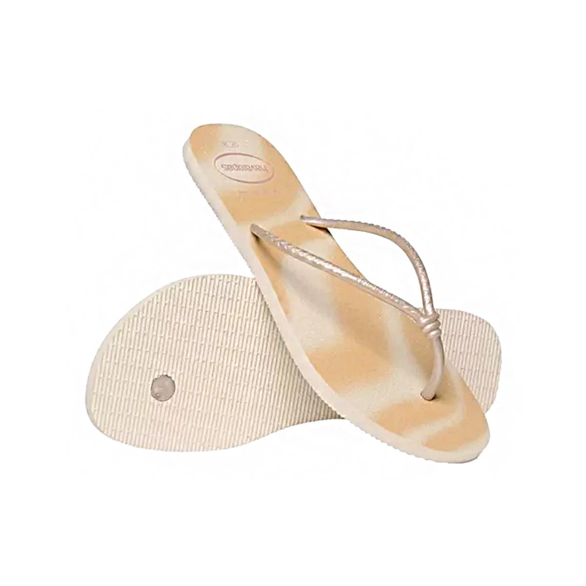 Chinelo Havaianas De Dedo Tube Gloss Bege Palha