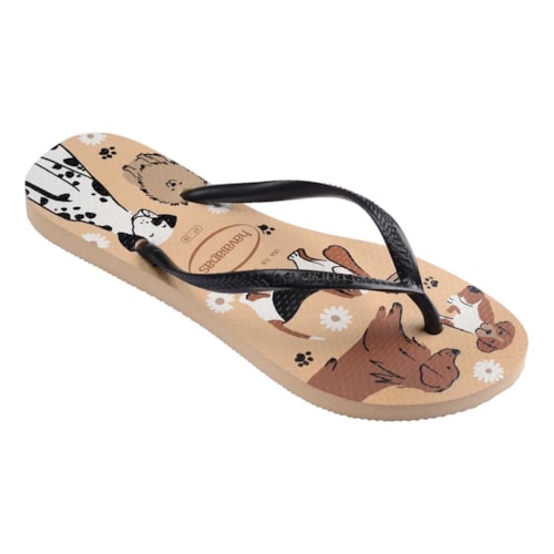 Detalhe - Chinelo Havaianas Feminino De Dedo Slim Pets Dourado