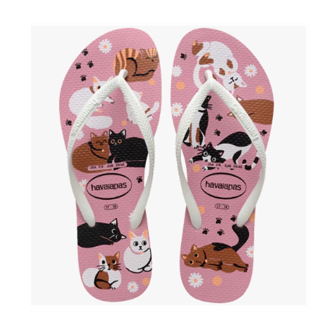 Chinelo Havaianas Feminino De Dedo Slim Pets Rosa Chiffon