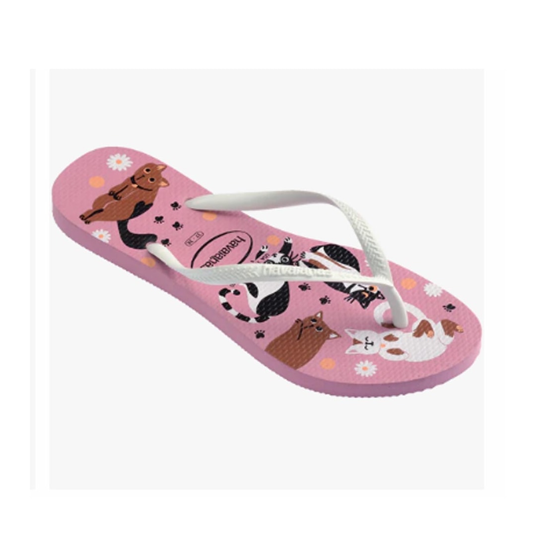 Chinelo Havaianas Feminino De Dedo Slim Pets Rosa Chiffon Chinelo Havaianas Feminino De Dedo Slim Pets Rosa Chiffon