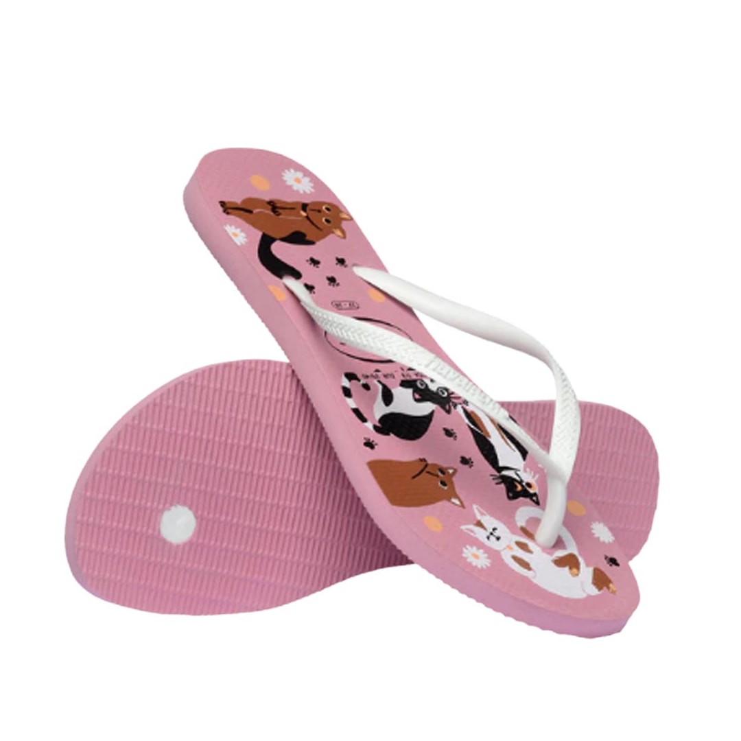 Chinelo Havaianas Feminino De Dedo Slim Pets Rosa Chiffon