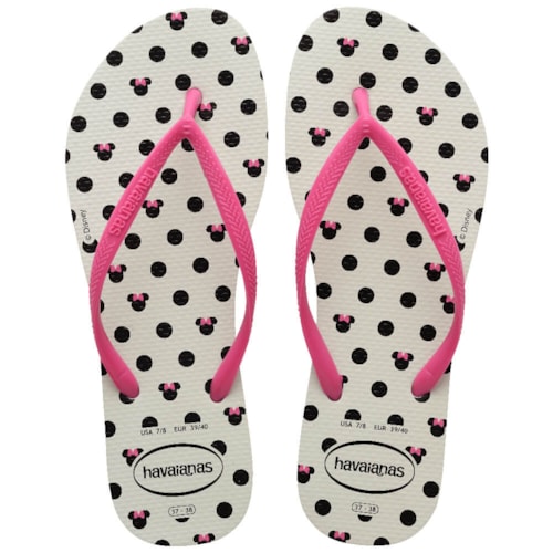 Chinelo Havaianas Feminino Disney Branco/Rosa Flux