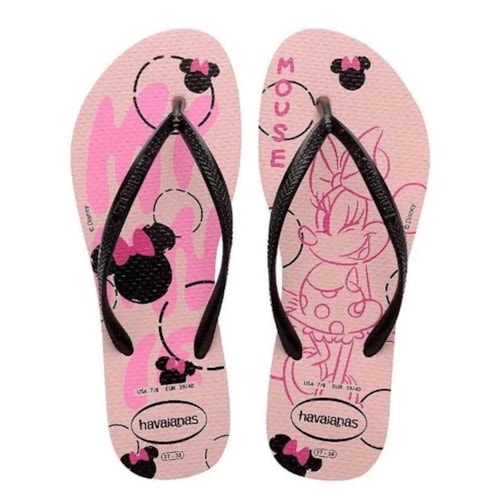 Chinelo Havaianas Feminino Disney Rosa Peonia