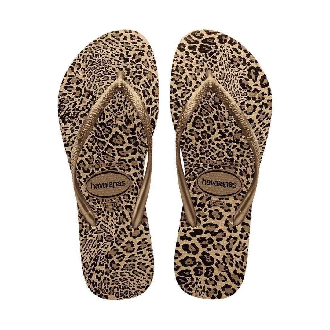 Chinelo Havaianas Feminino Slim Animals Areia/Dourado Chinelo Havaianas Feminino Slim Animals Areia/Dourado