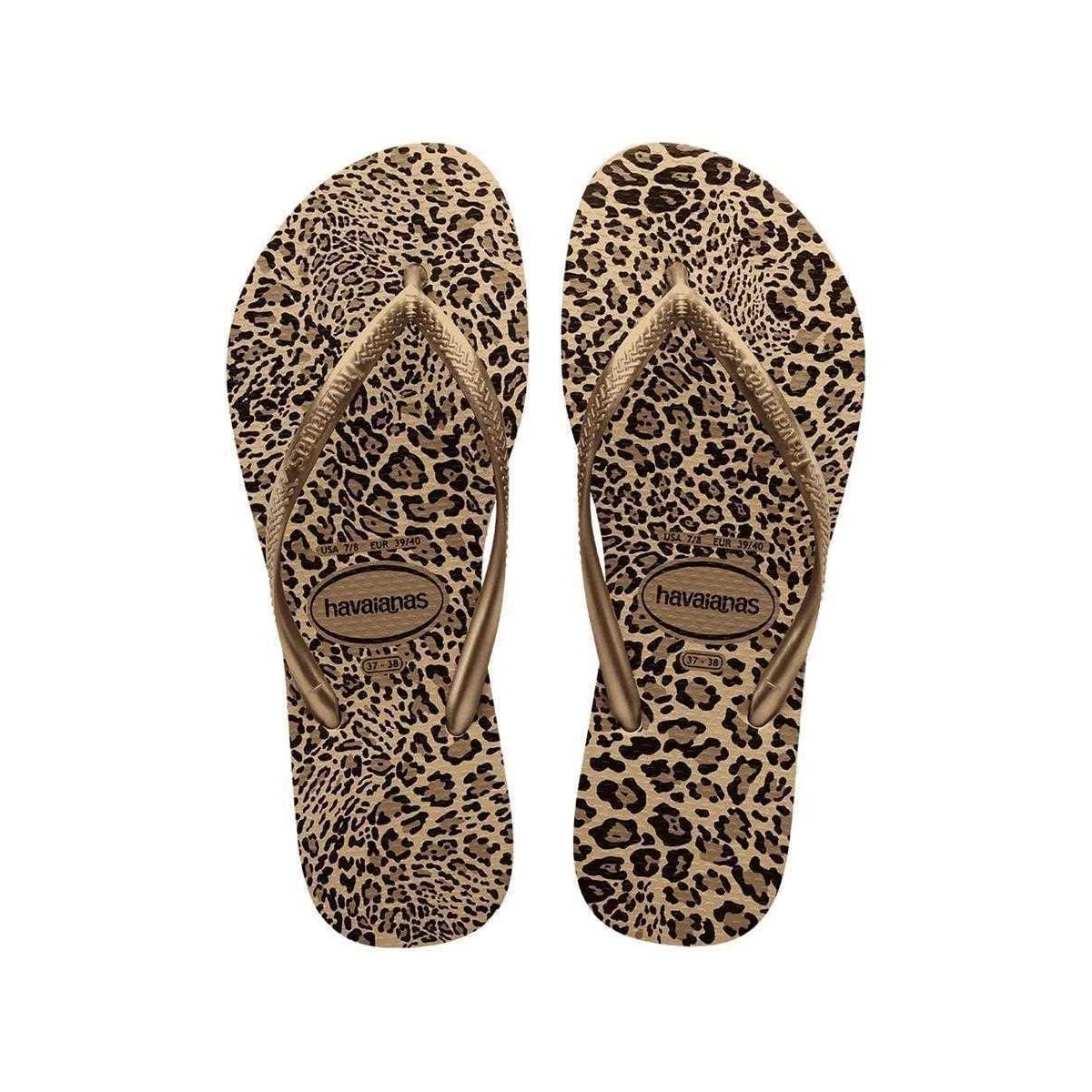 Chinelo Havaianas Feminino Slim Animals Areia/Dourado Chinelo Havaianas Feminino Slim Animals Areia/Dourado