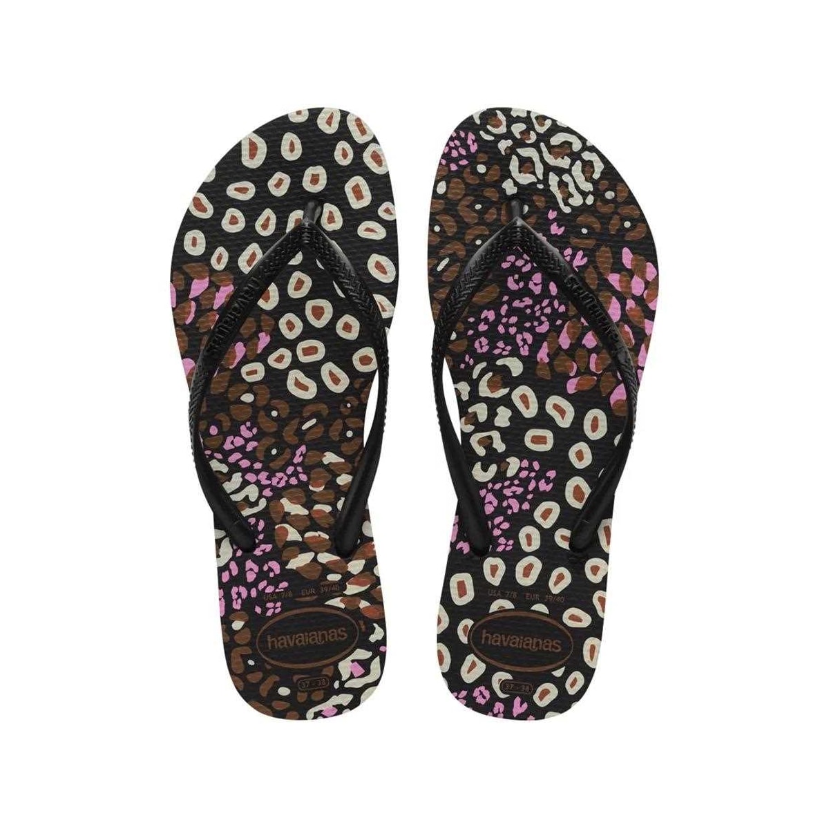 Chinelo Havaianas Feminino Slim Animals Preto/Pink Lemonade Chinelo Havaianas Feminino Slim Animals Preto/Pink Lemonade