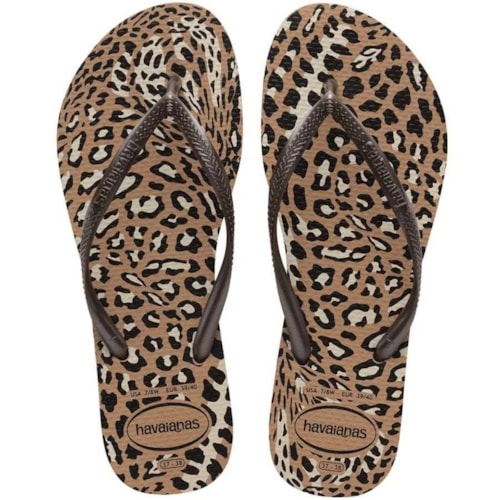 Chinelo Havaianas Feminino Slim Animals Rose Gold/Cafe