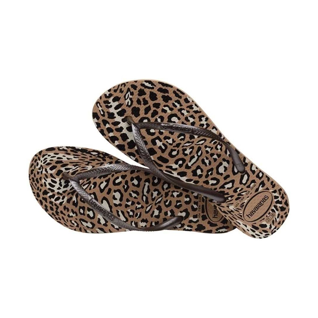 Chinelo Havaianas Feminino Slim Animals Rose Gold/Cafe