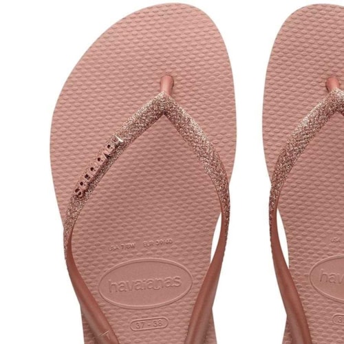 Chinelo Havaianas Feminino Slim Glitter Ii Rosa B/Dourado B