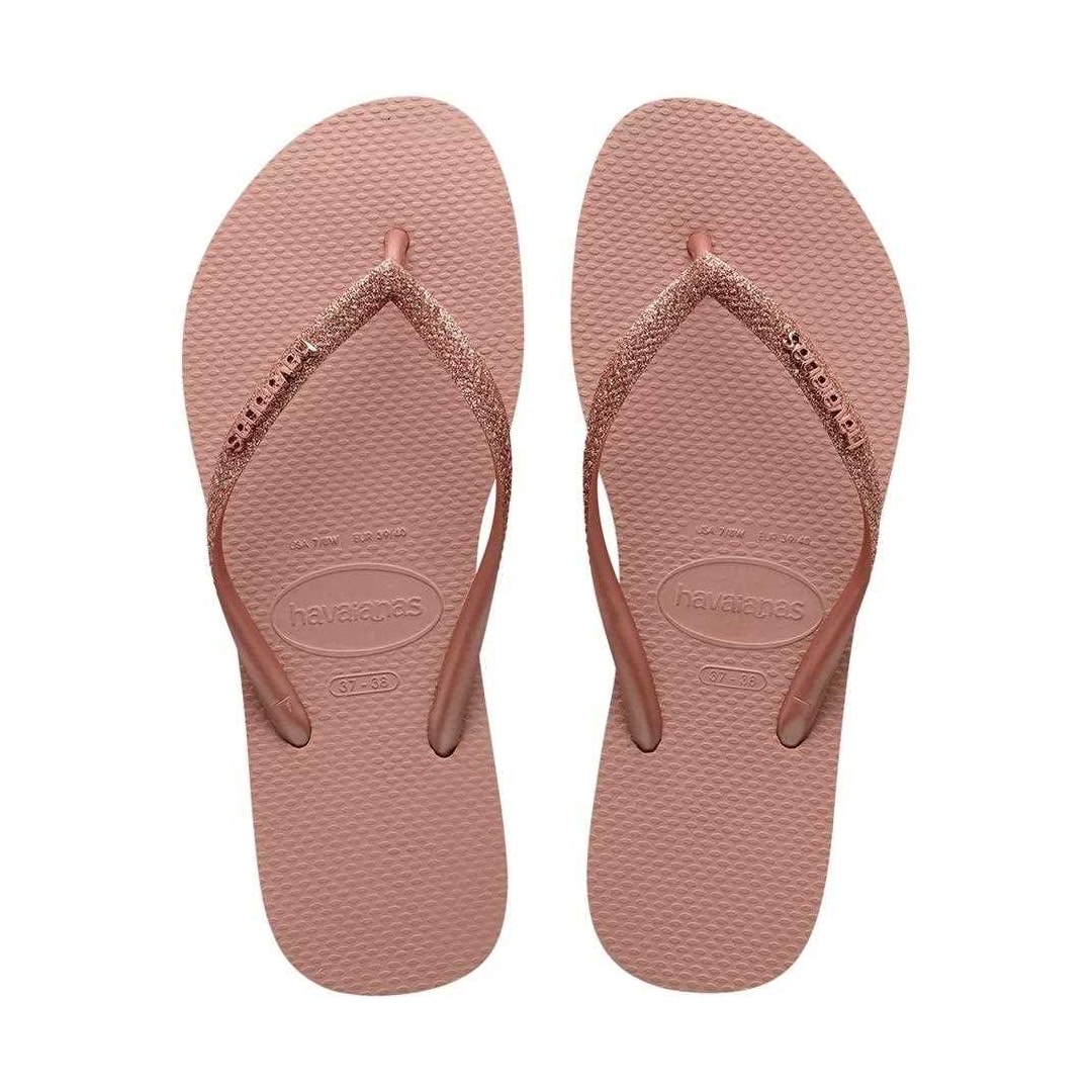 Chinelo Havaianas Feminino Slim Glitter Ii Rosa B/Dourado B