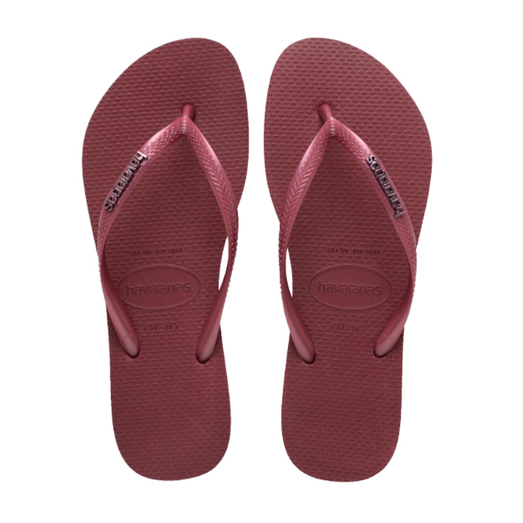 Chinelo Havaianas Feminino Slim Logo Metallic Amaranto