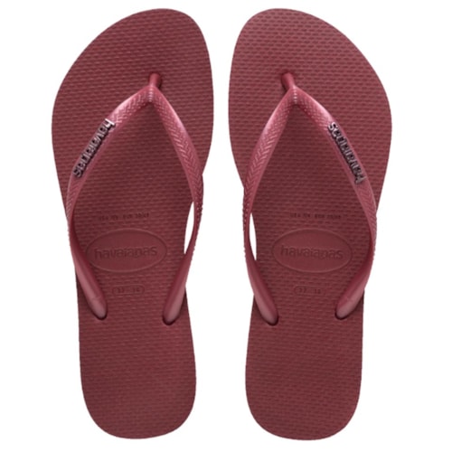 Chinelo Havaianas Feminino Slim Logo Metallic Amaranto