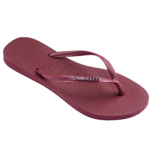 Detalhe - Chinelo Havaianas Feminino Slim Logo Metallic Amaranto