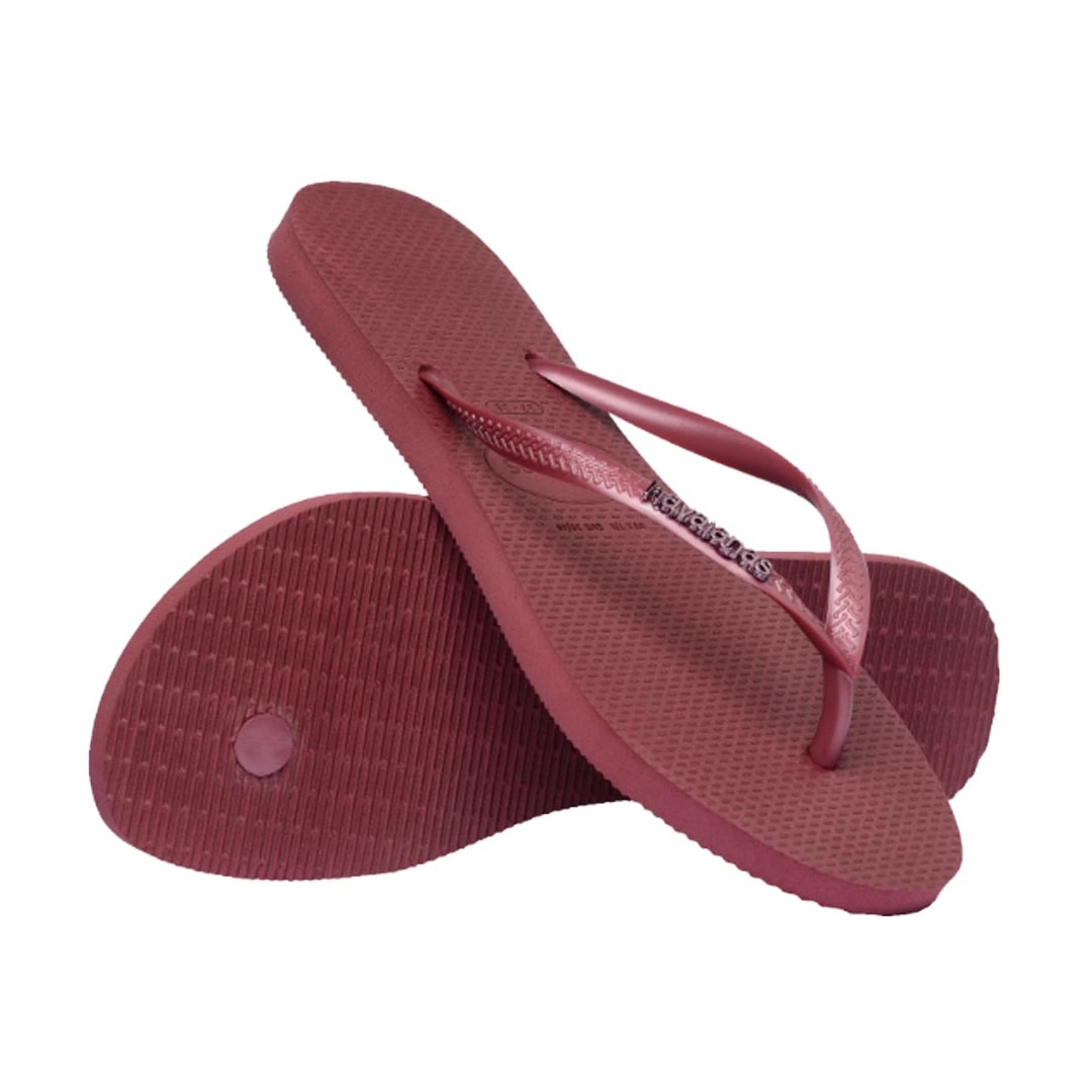 Chinelo Havaianas Feminino Slim Logo Metallic Amaranto