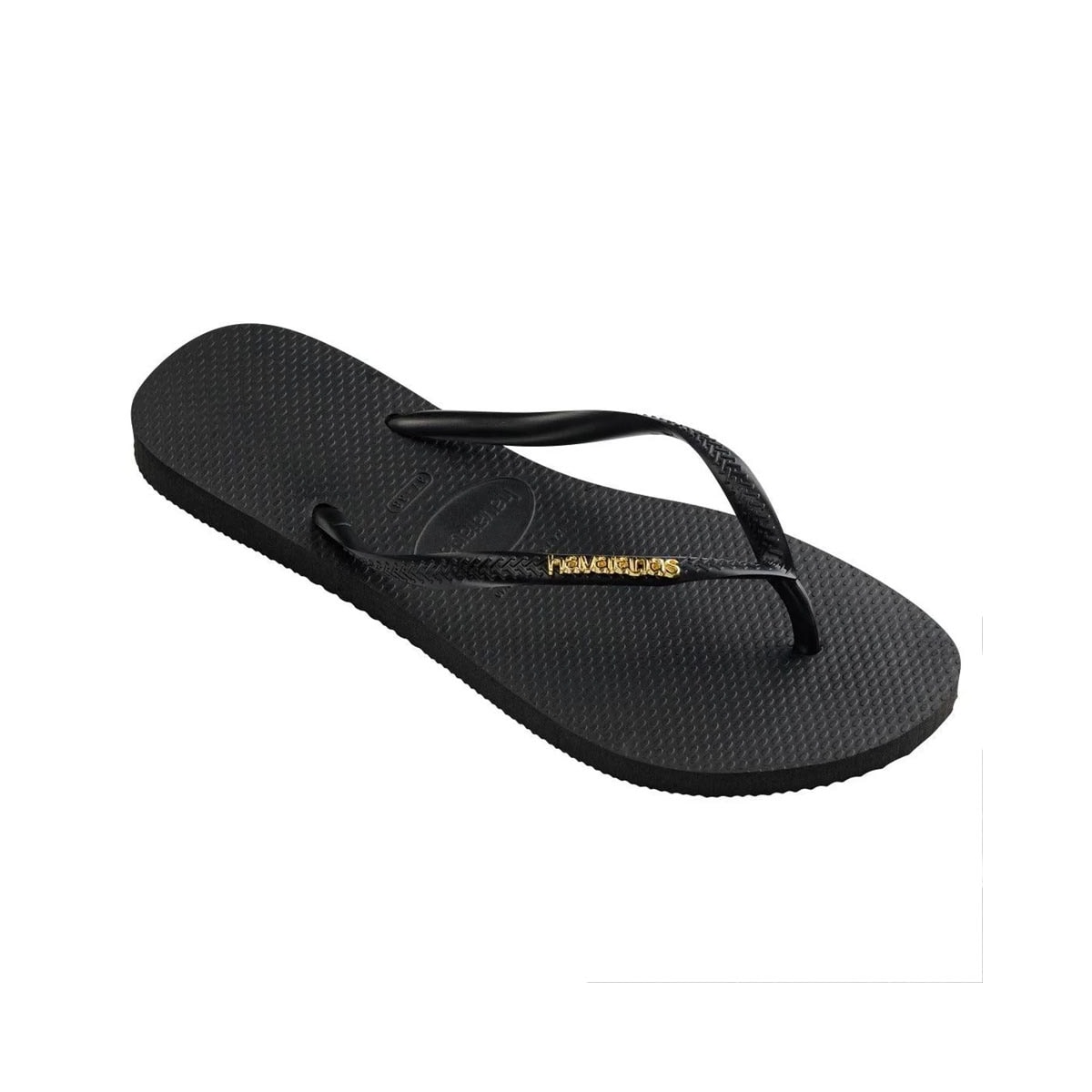 Chinelo Havaianas Feminino Slim Logo Metallic Preto/Dourado