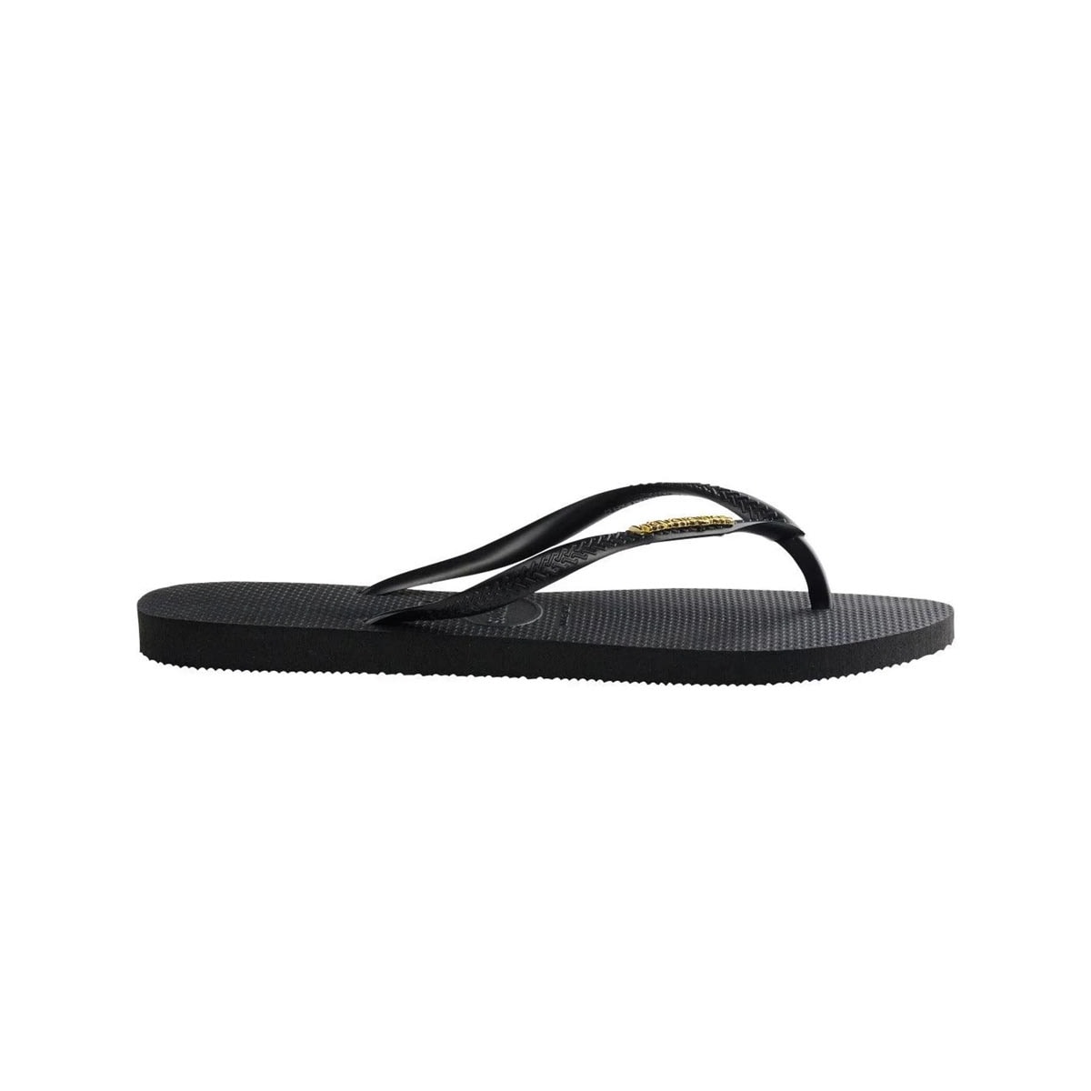 Chinelo Havaianas Feminino Slim Logo Metallic Preto/Dourado