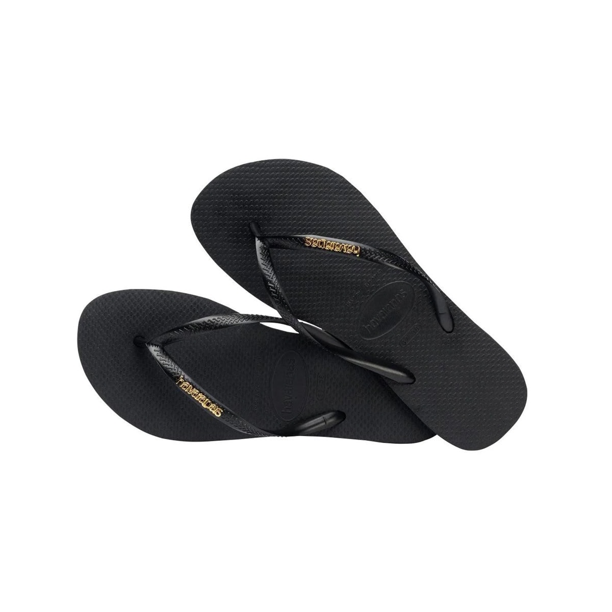 Chinelo Havaianas Feminino Slim Logo Metallic Preto/Dourado Chinelo Havaianas Feminino Slim Logo Metallic Preto/Dourado