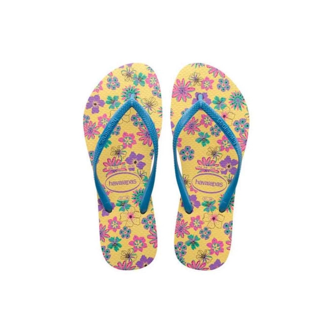 Chinelo Havaianas Feminino Slim Romance Azul Indigo Chinelo Havaianas Feminino Slim Romance Azul Indigo