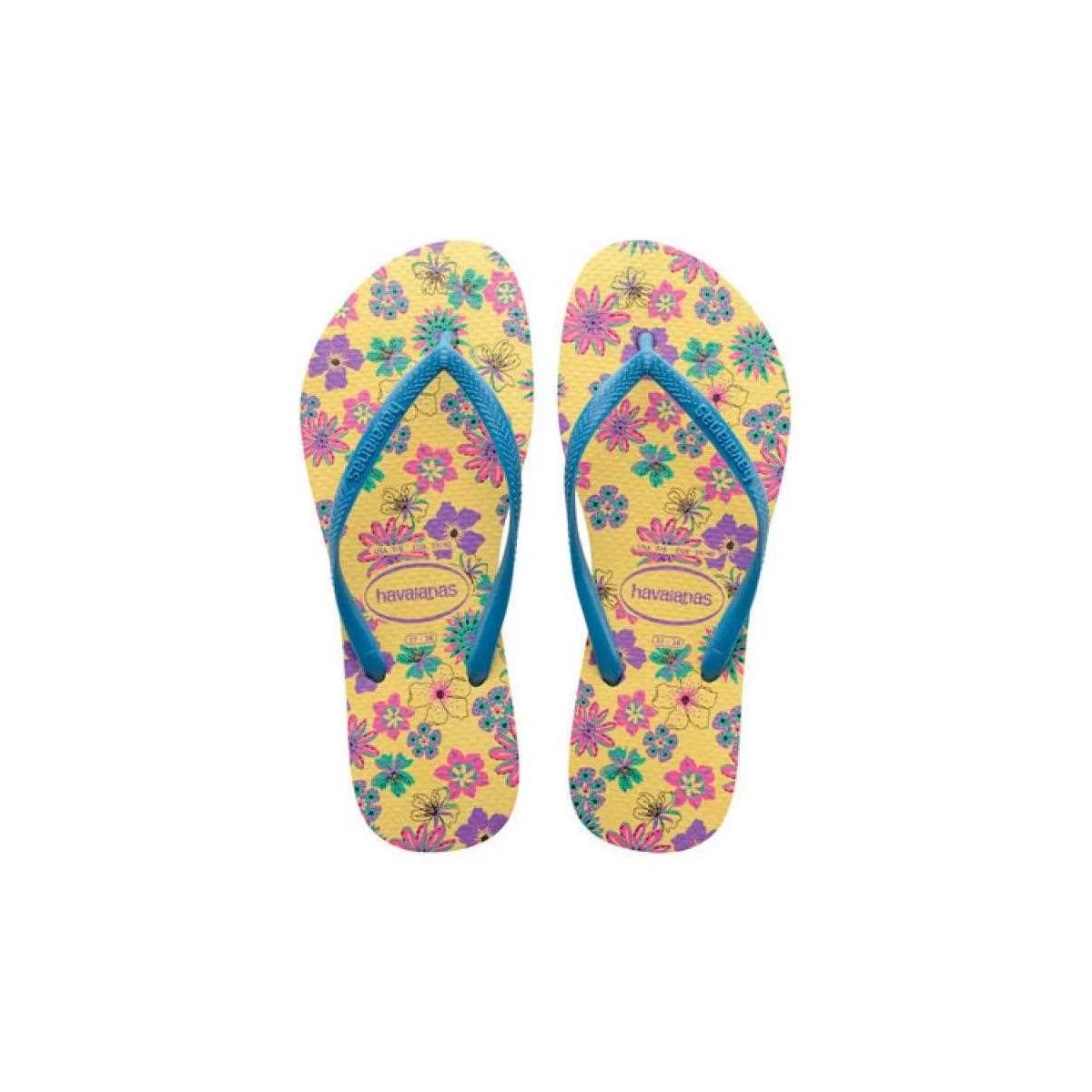 Chinelo Havaianas Feminino Slim Romance Azul Indigo Chinelo Havaianas Feminino Slim Romance Azul Indigo