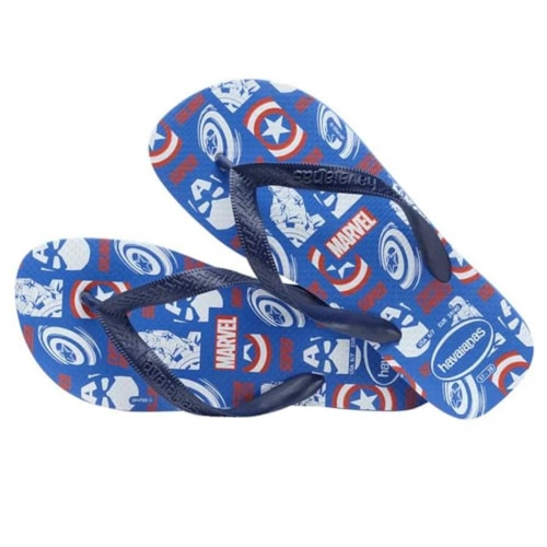 Chinelo Havaianas Masculino Top Marvel Logomania Azul Estrela