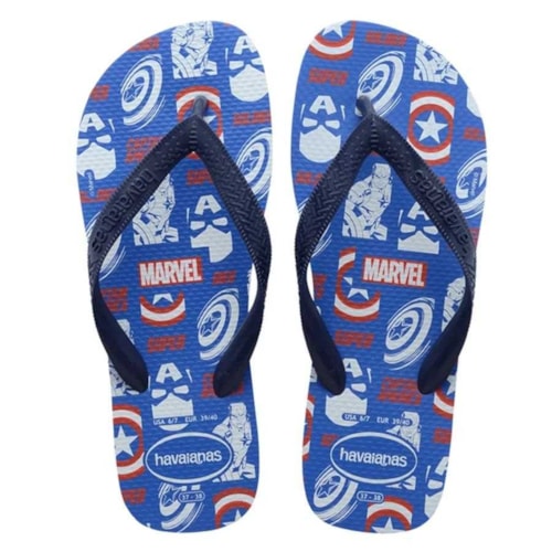 Chinelo Havaianas Masculino Top Marvel Logomania Azul Estrela